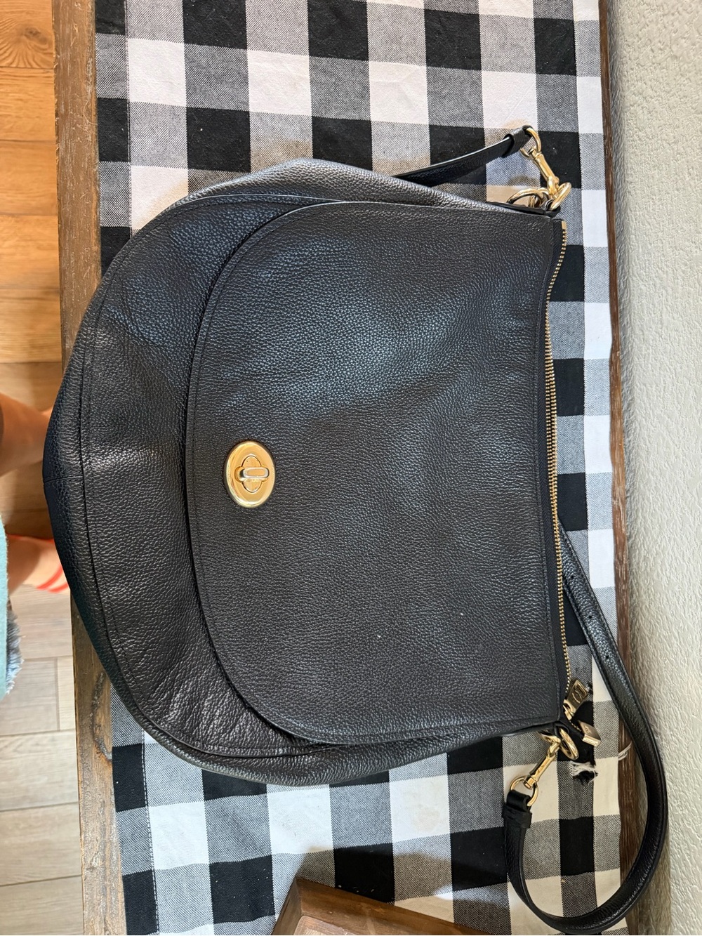 Coach Black Pebbled Leather Crossbody with Gold Hardware